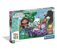 Clementoni - Puzzle per Bambini 104 Pezzi Supercolor, per Bambini 6+ Anni, Illustrazione con Personaggi dal Cartone Gabby's Dollhouse, Idea Regalo, Made in Italy, 38x27 cm, 25034