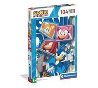 Clementoni - Puzzle per Bambini 104 Pezzi Supercolor, per Bambini 6+ Anni, Illustrazione con Personaggi dal Cartone Sonic, Idea Regalo, Made in Italy, 38x27 cm, 25038