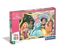 Clementoni - Puzzle per Bambini 104 Pezzi Supercolor, per Bambini 6+ Anni, Illustrazione con Personaggi Principesse Disney, Idea Regalo, Made in Italy, 38x27 cm, 25058