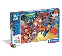Clementoni - Puzzle per Bambini 104 Pezzi Supercolor, per Bambini 6+ Anni, Illustrazione con Supereroe DC Comics Superman, Idea Regalo, Made in Italy, 38x27 cm, 25074