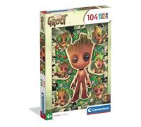 Clementoni - Puzzle per Bambini 104 Pezzi Supercolor, per Bambini 6+ Anni, Illustrazione del Personaggio Marvel Groot, Idea Regalo, Made in Italy, 37,9x26,9 cm, 25051