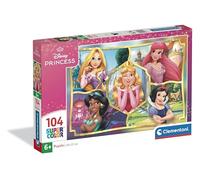 Clementoni - Puzzle per Bambini 104 Pezzi Supercolor, per Bambini 6+ Anni, Illustrazione Disney Princess, Idea Regalo, Made in Italy, 37,9x26,9 cm, 25057