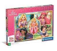 Clementoni - Puzzle per Bambini 104 Pezzi Supercolor, per Bambini 6+ Anni, Illustrazione Disney Princess, Idea Regalo, Made in Italy, 48,5x33,5 cm, 25056