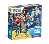 Clementoni - Puzzle per Bambini 180 Pezzi Supercolor, per Bambini 7+ Anni, Illustrazione con Personaggi dal Cartone Sonic, con Sticker Inclusi, Idea Regalo, Made in Italy, 48,5x33,5 cm, 29797