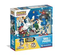 Clementoni - Puzzle per Bambini 180 Pezzi Supercolor, per Bambini 7+ Anni, Illustrazione con Personaggi dal Cartone Sonic, con Sticker Inclusi, Idea Regalo, Made in Italy, 48,5x33,5 cm, 29798