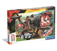 Clementoni - Puzzle per Bambini 24 Pezzi Supercolor Maxi, per Bambini 3+ Anni, Illustrazione con Jurassic World, Idea Regalo Tema Dinosauri, Made in Italy, 62x42 cm, 24835