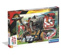 Clementoni - Puzzle per Bambini 24 Pezzi Supercolor Maxi, per Bambini 3+ Anni, Illustrazione con Jurassic World, Idea Regalo Tema Dinosauri, Made in Italy, 62x42 cm, 24835