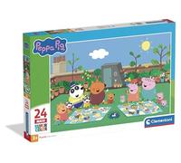 Clementoni - Puzzle per Bambini 24 Pezzi Supercolor Maxi, per Bambini 3+ Anni, Illustrazione con Personaggi dal Cartone Peppa Pig, Idea Regalo, Made in Italy, 62x42 cm, 24834