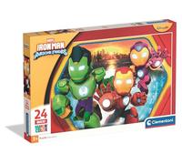 Clementoni - Puzzle per Bambini 24 Pezzi Supercolor, per Bambini 3+ Anni, IllustrazioneMarvel Iron Man and his Awesome Friends, Idea Regalo, Made in Italy, 62x42 cm, 24829