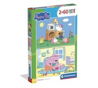 Clementoni - Puzzle per Bambini 2x60 Pezzi Supercolor, per Bambini 4+ Anni, Illustrazione con Personaggi del Cartone Peppa Pig, Idea Regalo, Made in Italy, 27x18,5 cm, 24833