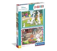 Clementoni - Puzzle per Bambini 2x60 Pezzi Supercolor, per Bambini 4+ Anni, Illustrazione con Personaggi dei Grandi Classici Disney, Idea Regalo, Made in Italy, 27x18,5 cm, 24836