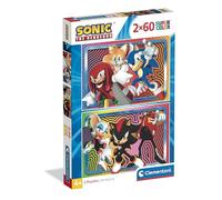 Clementoni - Puzzle per Bambini 2x60 Pezzi Supercolor, per Bambini 4+ Anni, Illustrazione del Cartone Sonic, Idea Regalo, Made in Italy, 27x19 cm, 24821