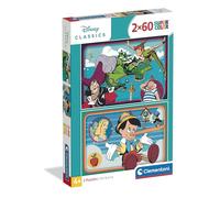 Clementoni - Puzzle per Bambini 2x60 Pezzi Supercolor, per Bambini 4+ Anni, Illustrazione Disney Classic, Idea Regalo, Made in Italy, 27x19 cm, 24823
