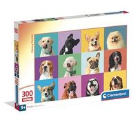 Clementoni - Puzzle per Bambini 300 Pezzi Supercolor, per Bambini 9+ Anni, Illustrazione Funny Faces con Cani, Idea Regalo, Made in Italy, 48,5x33,5 cm, 21738