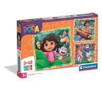 Clementoni - Puzzle per Bambini 3x48 Pezzi Supercolor, 5+ Anni, Illustrazioni Nickelodeon Dora, Idea Regalo, Made in Italy, 21x20,5 cm, 25078