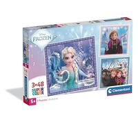 Clementoni - Puzzle per Bambini 3x48 Pezzi Supercolor, per Bambini 5+ Anni, Illustrazione con Personaggi Disney Frozen, Tema Principesse, Idea Regalo, Made in Italy, 21x20,5 cm, 25021