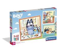 Clementoni - Puzzle per Bambini 3x48 Pezzi Supercolor, per Bambini 5+ Anni, Illustrazione con Personaggi dal Cartone Bluey, Idea Regalo, Made in Italy, 21x20,5 cm, 25003