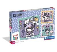 Clementoni - Puzzle per Bambini 3x48 Pezzi Supercolor, per Bambini 5+ Anni, Illustrazione con Personaggi di Kuromi Hello Kitty and Friends, Idea Regalo, Made in Italy, 21x20,5 cm, 25027