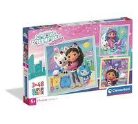 Clementoni - Puzzle per Bambini 3x48 Pezzi Supercolor, per Bambini 5+ Anni, Illustrazione con Personaggi di Gabby's Dollhouse, Idea Regalo, Made in Italy, 21x20,5 cm, 25002