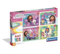 Clementoni - Puzzle per Bambini 4 in 1 Supercolor, per Bambini 3+ Anni, Illustrazione con i personaggi di Gabby's Dollhouse, Idea Regalo, Made in Italy, 19x14 cm, 21752