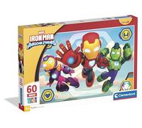 Clementoni - Puzzle per Bambini 60 Pezzi Supercolor Maxi, per Bambini 4+ Anni, Illustrazione Marvel Ironman, Idea Regalo, Made in Italy, 62x42 cm, 26315