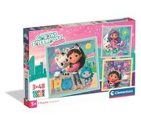 Clementoni - Puzzle per bambini Gabby's Dollhouse 3 x 48 pezzi - 5 anni e + - Gioco da tavolo giocoso - Idea regalo