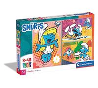 Clementoni- Puzzle Pitufos 3x48pzs The Smurfs Supercolor Smurfs-3x48 (Include 3 48 Pezzi) -Made in Italy, Bambini 4 Anni, Puffi, Cartoni Animati, Multicolore, Medium, 25276