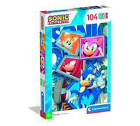 Clementoni - Puzzle per Bambini 104 Pezzi Supercolor, per Bambini 6+ Anni, Illustrazione con Personaggi dal Cartone Sonic, Idea Regalo, Made in Italy, 38x27 cm, 25038