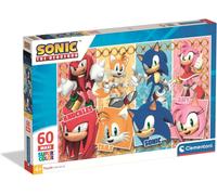 Clementoni - Puzzle per Bambini 60 Pezzi Supercolor, per Bambini 4+ Anni, Illustrazione del Cartone Sonic, Idea Regalo, Made in Italy, 62x42 cm, 26073