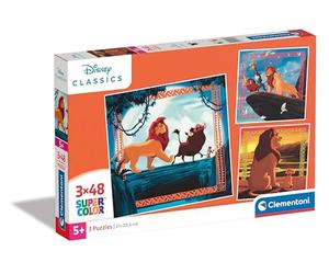 Clementoni Puzzle Supercolor - Disney The Lion King - 3 Puzzle da 48 Pezzi, Bambini 5 Anni, Re Leone, Sviluppa Capacità di Osservazione, Logica, Manualità, Puzzle Cartoni Animati, Made In Italy, 25323