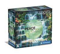 Clementoni- Puzzle The Flow 500pzs Does Not Apply Italia Peace Waterfall-500 Made in Italy, 500 Pezzi, paesaggi, rilassanti, Divertimento per Adulti, Multicolore, Medium, 35117