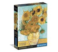Clementoni - Puzzle Van Gogh 1000 Pezzi Arte, per Adulti e Ragazzi, Museum Collection, Tema Girasoli, Compact Box con Poster Incluso, Idea Regalo Uomo e Donna, Made in Italy, 70x50 cm, 39996