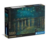 Clementoni - Puzzle Van Gogh 1000 Pezzi Arte, per Adulti e Ragazzi, Museum Collection, Tema Notte Stellata sul Rodano, con Poster Incluso, Compact Box, Idea Regalo Made in Italy, 70x50 cm, 37095