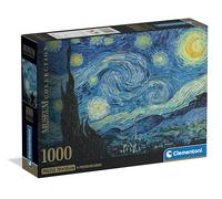 Clementoni - Puzzle Van Gogh 1000 Pezzi Arte per Adulti e Ragazzi, Museum Collection, Tema Notte Stellata, con Poster Incluso, Compact Box, Idea Regalo Uomo e Donna, Made in Italy, 70x50 cm, 37065