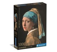Clementoni - Puzzle 1000 Pezzi Arte, per Adulti e Ragazzi, Museum Collection, Tema Ragazza con Orecchino di Perla, con Poster Incluso, Compact Box, Idea Regalo Made in Italy, 50x70 cm, 39967