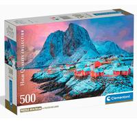 Clementoni - Puzzle 500 Pezzi per Adulti e Ragazzi, Collection, Tema Villaggio Hamnoi, con Poster Incluso, Compact Box, Idea Regalo Uomo e Donna, Made in Italy, 49x36 cm, 35587