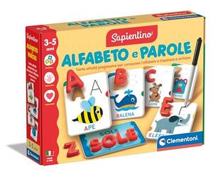 Clementoni Sapientino - Alfabeto e Parole, Gioco Educativo Bambini 3-5 Anni per Imparare Lettere e Parole Scrivendo con Il Metodo Ricalco di Tessere in Cartone, Made in Italy, Lingua Italiana, 16873