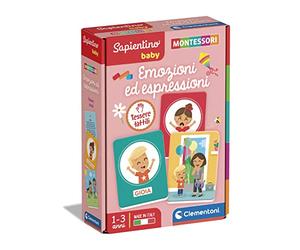 Clementoni Sapientino Baby Montessori - Carte Emozioni ed Espressioni, Flashcards Tattili, Bambini 1-3 Anni, Gioco Educativo per Riconoscere e Associare Emozioni, Made in Italy, Lingua Italiana, 16435