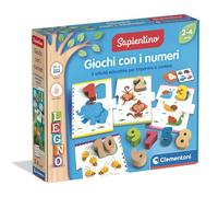 Clementoni Sapientino - Giochi con i Numeri Legno, Gioco Educativo Bambini 2-4 Anni, Set Associazione e Incastro con Numeri Sagomati e Schede di Conteggio, Lingua Italiana, 16708