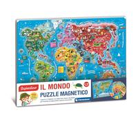 Clementoni Sapientino - Il Mondo, Puzzle Magnetico, 3 Giochi in 1, 110 Tessere Magnetiche, Bambini 6-10 Anni, Scopri il Mondo con le Tessere Magnetiche, Idea Regalo, Made in Italy, 55x41,8 cm, 16692