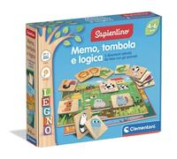 Clementoni Sapientino - Memo, Tombola e Logica Legno, Gioco Educativo Bambini 3-5 Anni, Gioco di Memoria e Associazione Animali e Habitat, Lingua Italiana, 16709