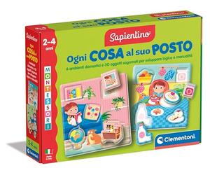 Clementoni Sapientino Montessori - Ogni Cosa al Suo Posto, Gioco Educativo per Bambini 2-4 Anni, Puzzle a Incastro per Riconoscere Oggetti e Ambienti, Made in Italy, Lingua Italiana, 16866