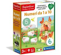 Clementoni Sapientino Numeri da 1 a 10 Gioco educativo 3 Anni (Versione in Italiano), Cartone 100% Riciclato, Play for Future Made in Italy, Multicolore, 16310