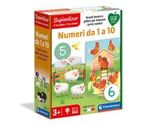 Clementoni Sapientino Numeri da 1 a 10 Gioco educativo 3 Anni (Versione in Italiano), Cartone 100% Riciclato, Play for Future Made in Italy, Multicolore, 16310