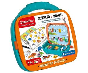 Clementoni Sapientino - Valigetta Magnetica Alfabeto e Animali, Gioco Educativo per Bambini 3-6 Anni, con Lavagna e 30 Schede per Apprendere Lettere e Parole, Made in Italy, Lingua Italiana, 16714