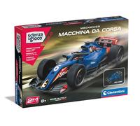 Clementoni Scienza e Gioco Build - Auto da Corsa Blu, Kit Costruzione Bambini 8+ Anni con Oltre 100 Componenti Intercambiabili e 2 Modelli, App Dedicata, Made in Italy, Lingua Italiana, 19398