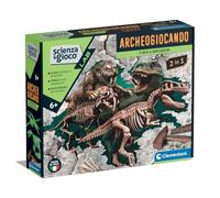Clementoni Scienza e Gioco Lab - Archeogiocando T-Rex e Smilodon 2 in 1, Gioco Scientifico 6+ Anni, Fossili Dinosauri da Scavare e Assemblare, Kit Archeologo, Made in Italy, Lingua Italiana, 19394