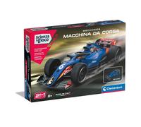 Clementoni Scienza e Gioco Build - Auto da Corsa Blu, Kit Costruzione Bambini 8+ Anni con Oltre 100 Componenti Intercambiabili e 2 Modelli, App Dedicata, Made in Italy, Lingua Italiana, 19398