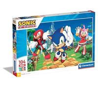 Clementoni- Sonic Supercolor Puzzle-Sonic-104 Maxi Pezzi Bambini 4 Anni, Puzzle Cartoni Animati, Made in Italy, Multicolore, 25764
