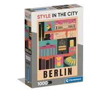 Clementoni- Style in The City Berlin-1000 Pezzi, Puzzle Città, Illustrazioni D'Autore, Verticale, Divertimento per Adulti, Made in Italy, Multicolore, 39845